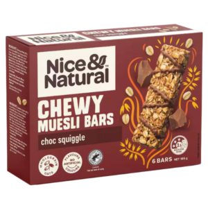 Nice & Natural Chewy Muesli Bars Choc Squiggle 6pk (8 x 185G)